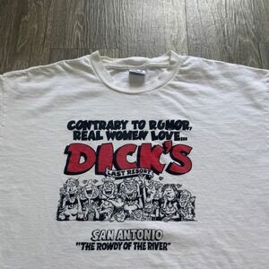 Vintage‎ Dick's Last Resort Graphic Tee White XL Funny Humor Short Sleeve Y2K